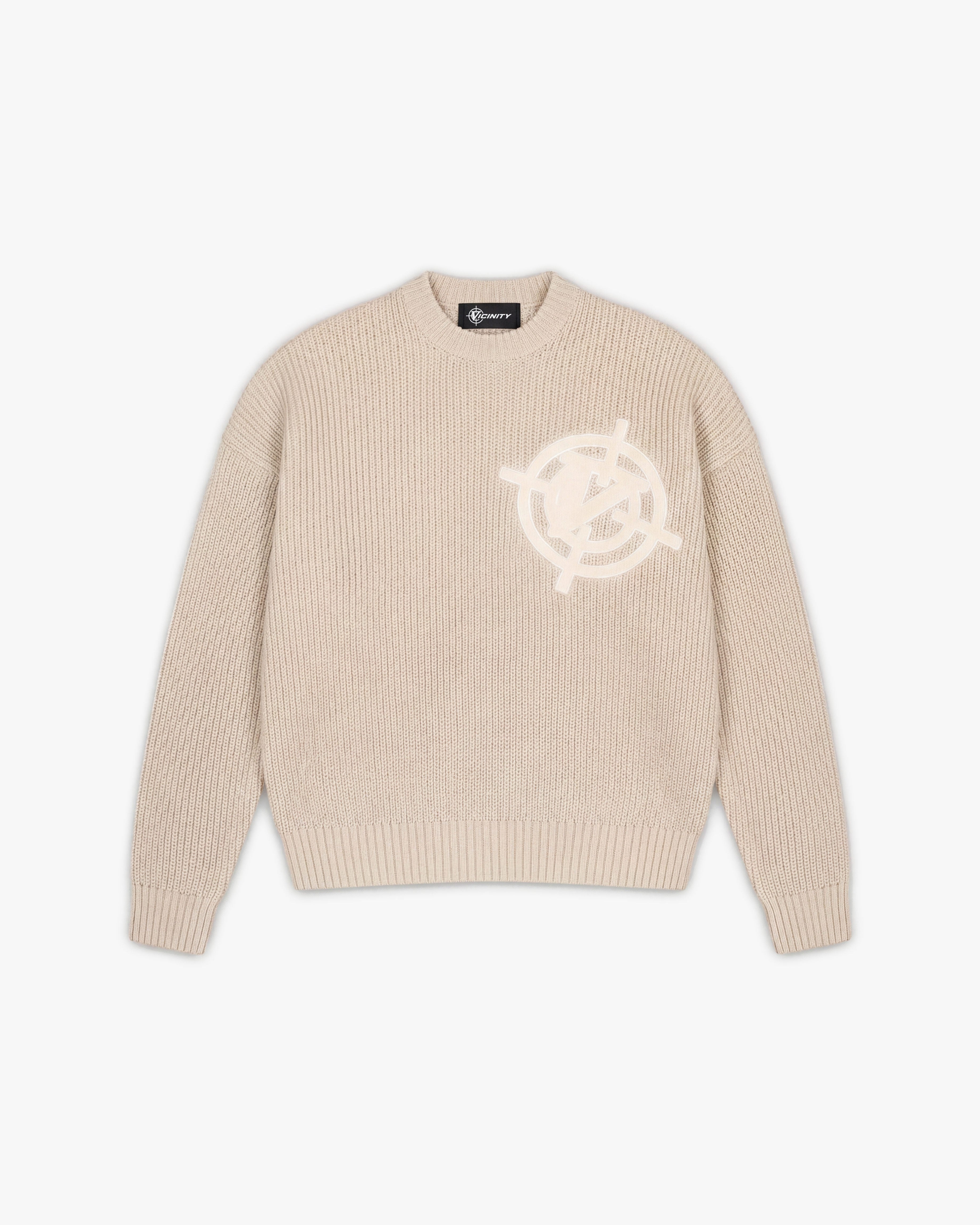 V-LOGO KNITWEAR BEIGE – VICINITY