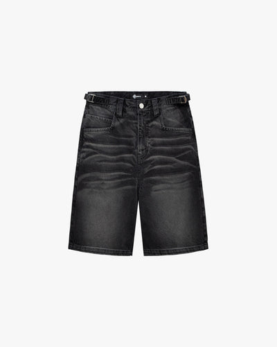 FADED BLACK DENIM JORTS