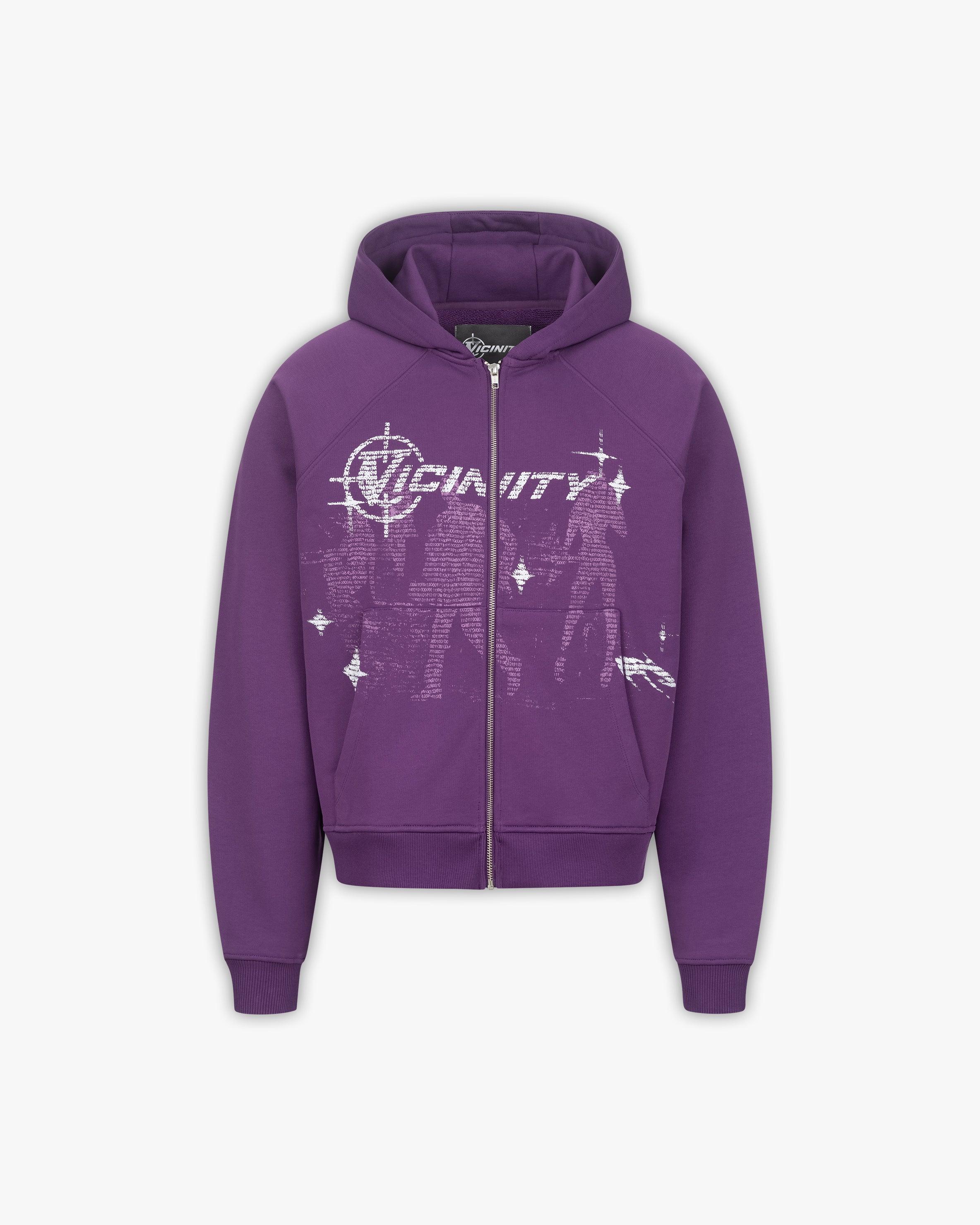 BINARY ZIP HOODIE PURPLE – VICINITY - Main Image
