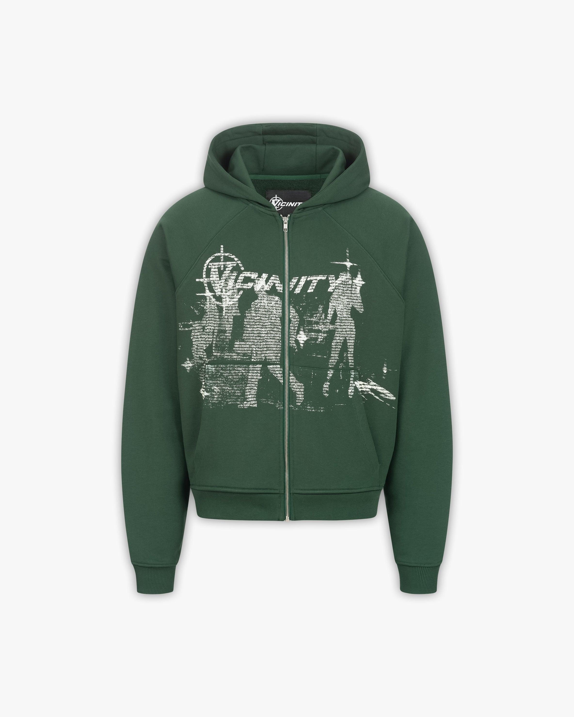 BINARY 2.0 ZIP HOODIE DARK GREEN – VICINITY