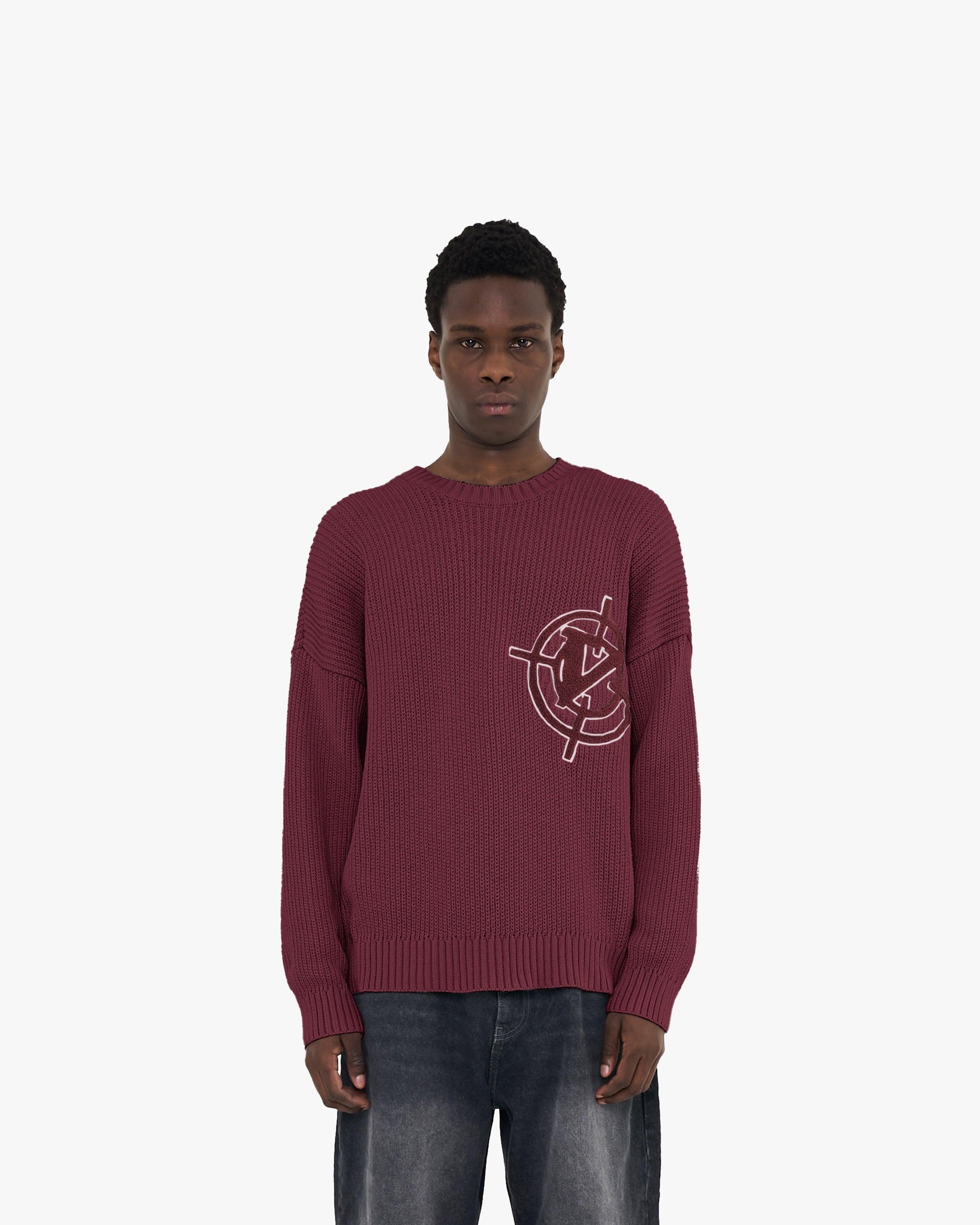 V-LOGO KNITWEAR DARK CHERRY - VICINITY