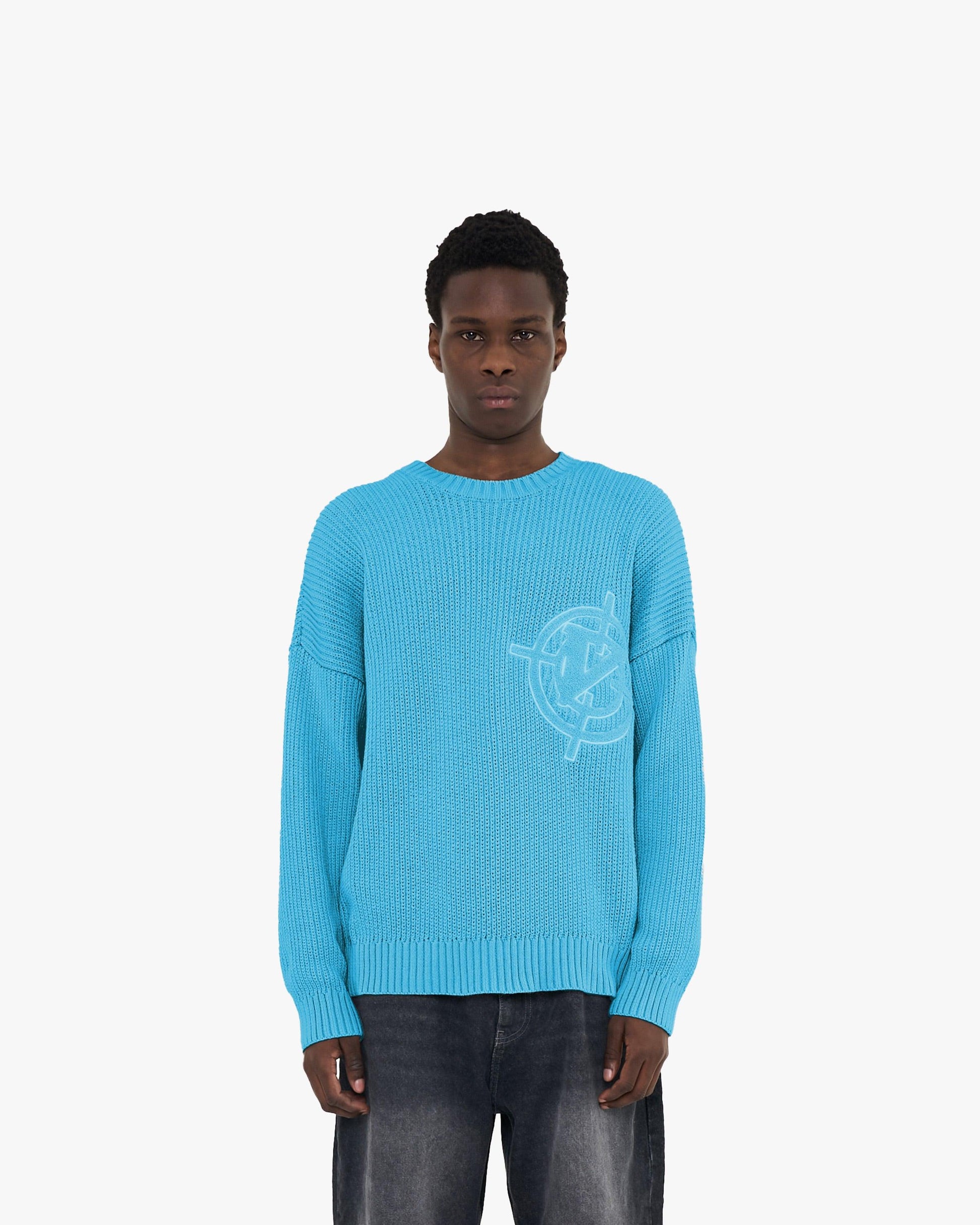 V-LOGO KNITWEAR SKY BLUE - VICINITY