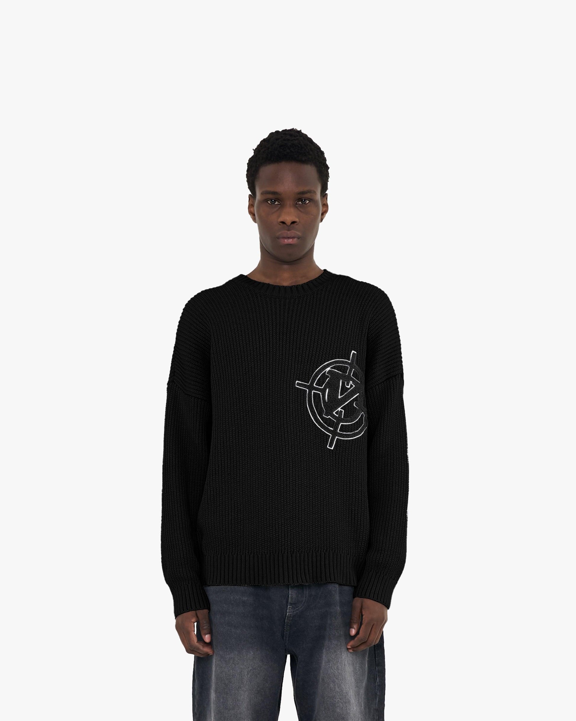 V-LOGO KNITWEAR BLACK - VICINITY