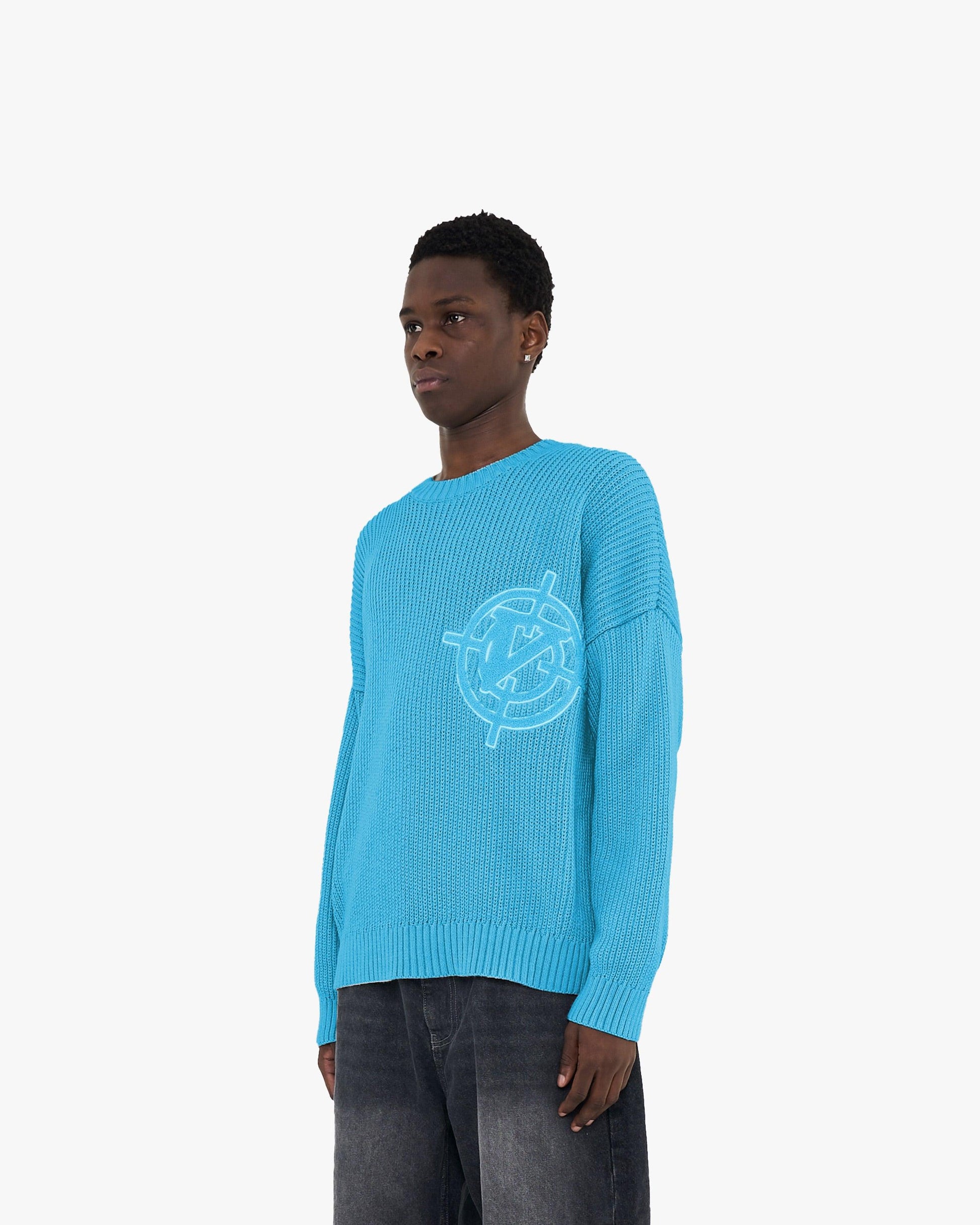 V-LOGO KNITWEAR SKY BLUE - VICINITY