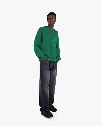 V-LOGO KNITWEAR GREEN - VICINITY