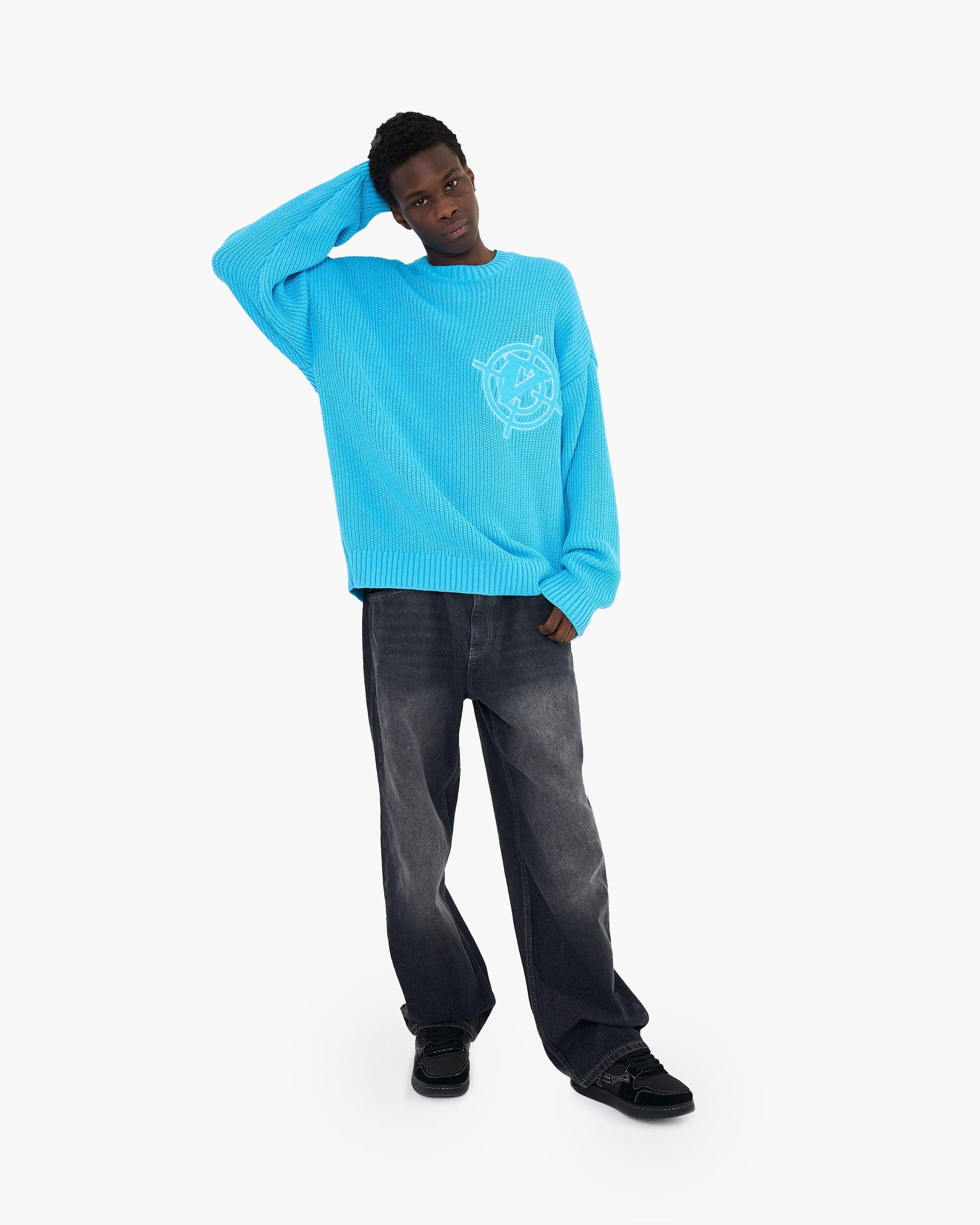 V-LOGO KNITWEAR SKY BLUE - VICINITY