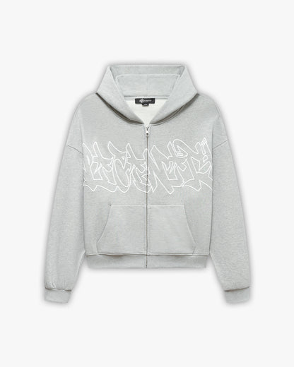 GRAFFITI ZIP-HOODIE GREY MELANGE