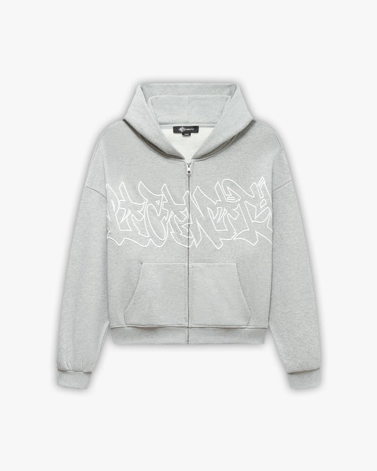 GRAFFITI ZIP-HOODIE GREY MELANGE