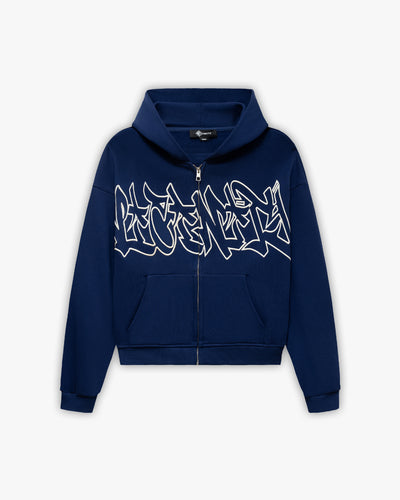 GRAFFITI ZIP-HOODIE BLUE