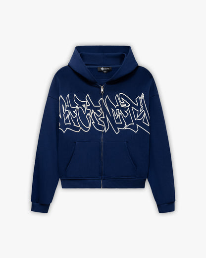 GRAFFITI ZIP-HOODIE BLUE