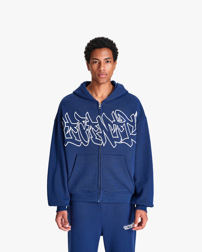 GRAFFITI ZIP-HOODIE BLUE