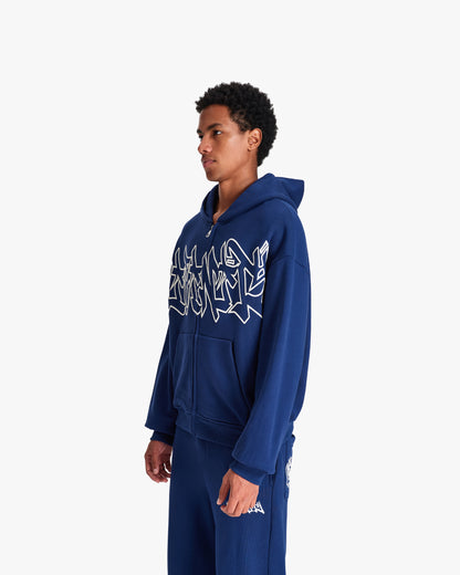 GRAFFITI ZIP-HOODIE BLUE