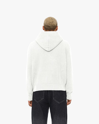 V-LOGO KNIT ZIP HOODIE WHITE