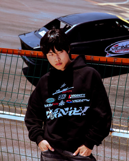 RACING LOGOS HOODIE BLACK