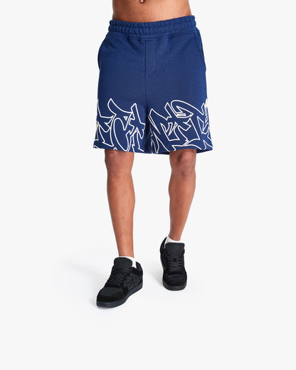 GRAFFITI SHORTS BLUE