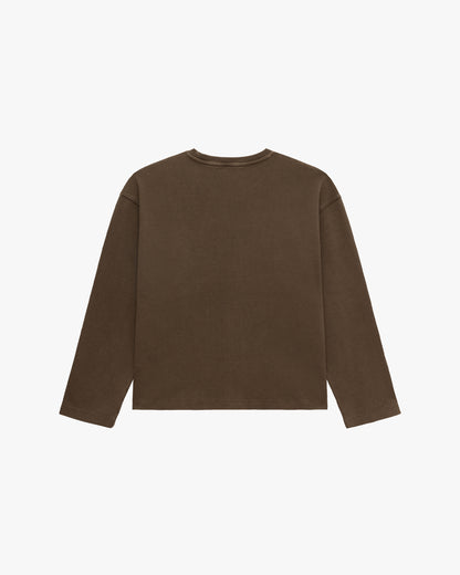 ACID WASHED WAFFLE LONGSLEEVE BROWN