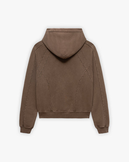 ACID WASHED HOODIE BROWN