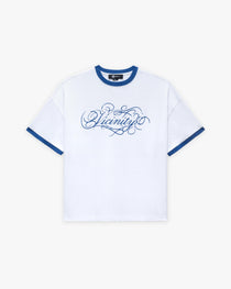 SIGNATURE TEE WHITE/BLUE