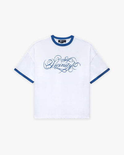SIGNATURE TEE WHITE/BLUE