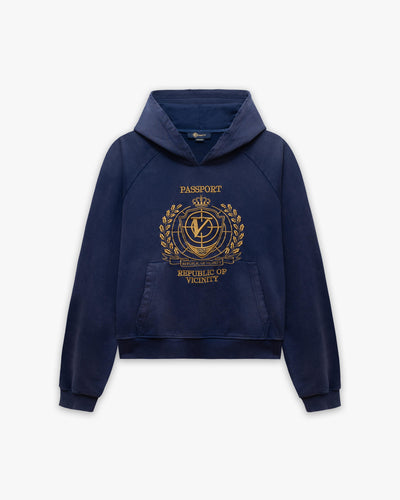 PASSPORT HOODIE WASHED BLUE