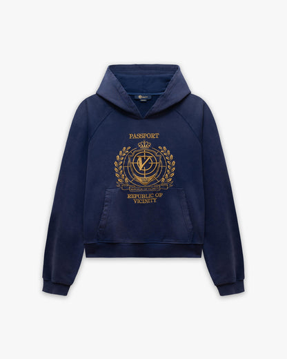 PASSPORT HOODIE WASHED BLUE