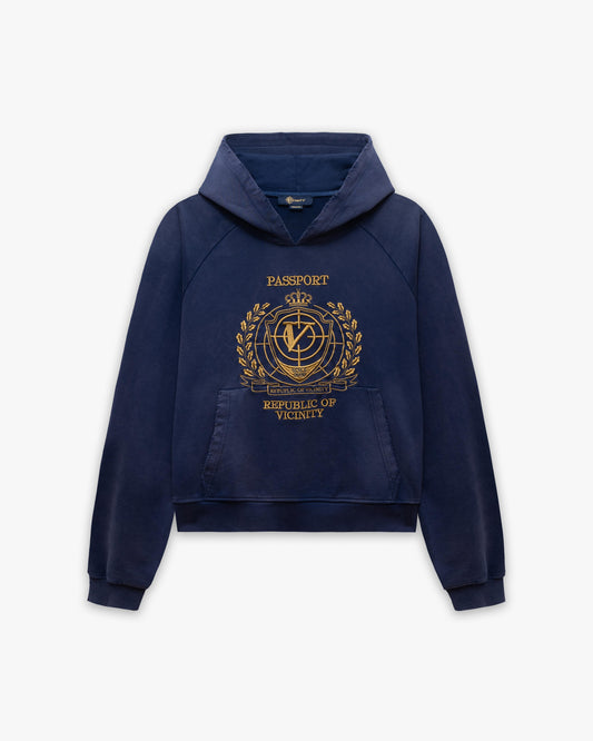 PASSPORT HOODIE WASHED BLUE