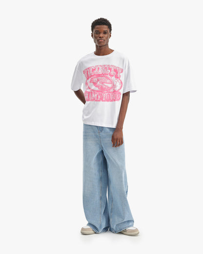 CHAMP EMBLEM TEE PINK/WHITE