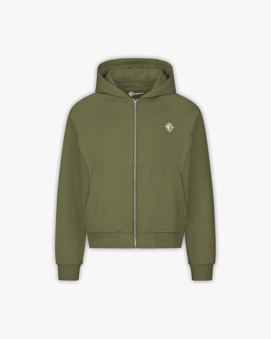 INSIDE OUT ZIP HOODIE KHAKI - VICINITY