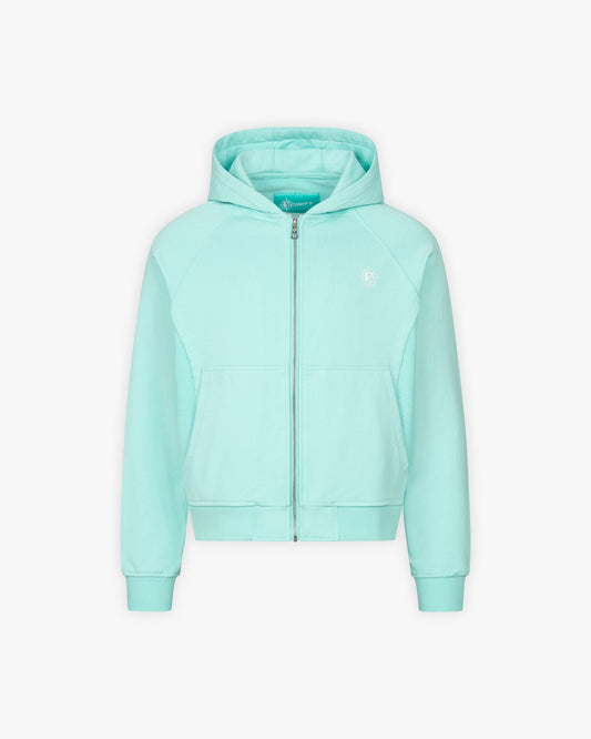 INSIDE OUT ZIP HOODIE TURQUOISE