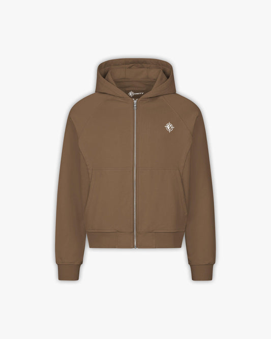 INSIDE OUT ZIP HOODIE CHOCOLATE BROWN - VICINITY