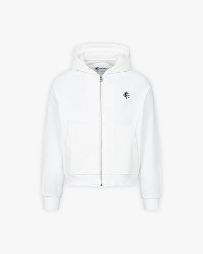 INSIDE OUT ZIP HOODIE WHITE - VICINITY