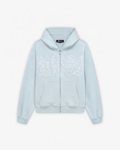 GRAFFITI ZIP-HOODIE SKY BLUE