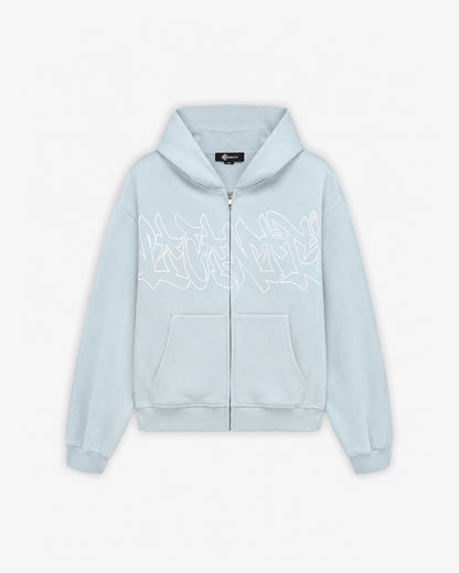 GRAFFITI ZIP-HOODIE SKY BLUE