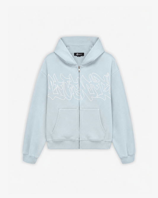 GRAFFITI ZIP-HOODIE SKY BLUE