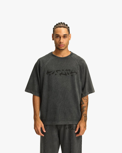 ACID WASHED TEE DARK GREY
