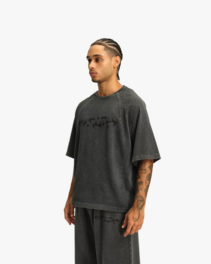 ACID WASHED TEE DARK GREY