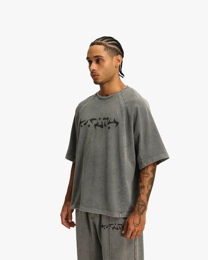 ACID WASHED TEE LIGHT GREY