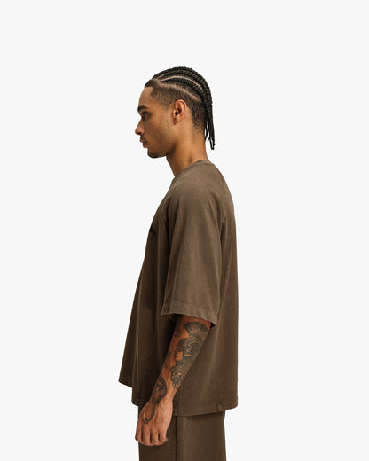 ACID WASHED TEE BROWN