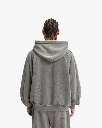 ACID WASHED HOODIE LIGHT GREY