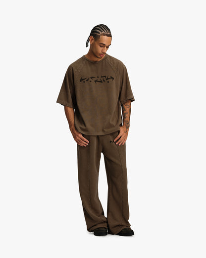 ACID WASHED TEE BROWN