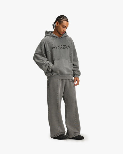 ACID WASHED HOODIE LIGHT GREY