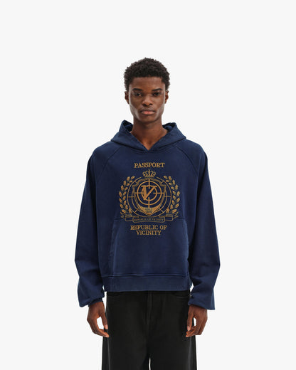 PASSPORT HOODIE WASHED BLUE
