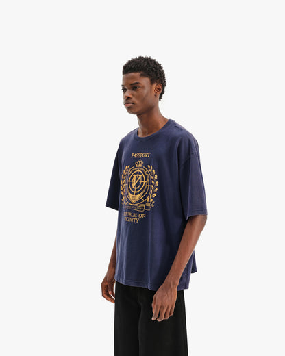PASSPORT TEE WASHED BLUE