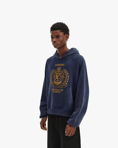PASSPORT HOODIE WASHED BLUE
