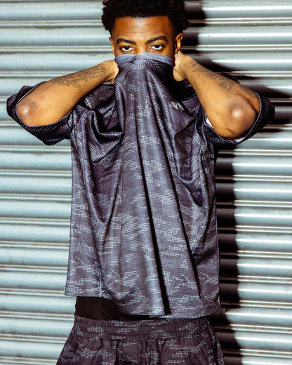 MESH JERSEY DOTTED CAMO BLACK