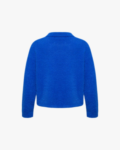 FAUX MINK POLO SWEATER ROYAL BLUE