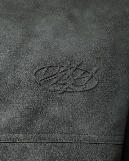 SCRIPT LOGO LEATHER JACKET GREY