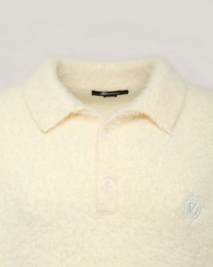 FAUX MINK POLO SWEATER CREAM
