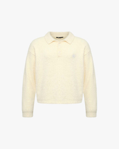 FAUX MINK POLO SWEATER CREAM
