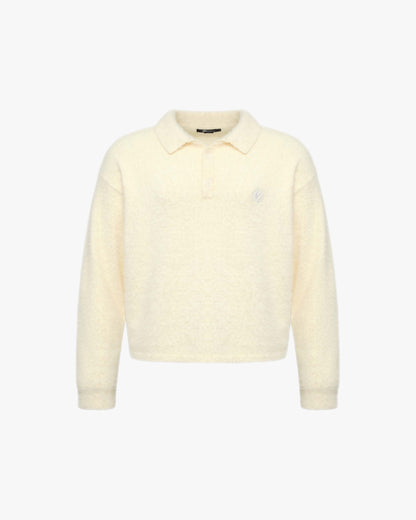 FAUX MINK POLO SWEATER CREAM